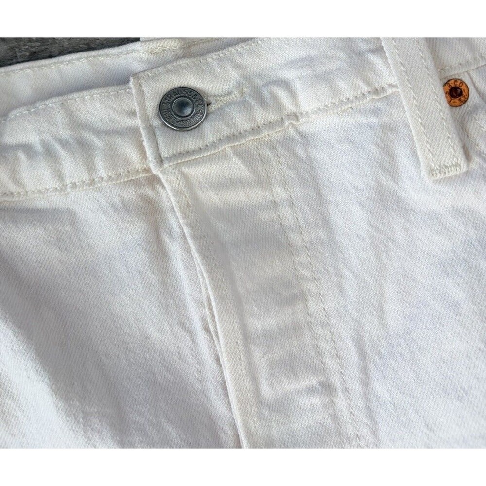Levi’s 501 White Denim Jean Shorts Size 33 Button Fly Cut-Off - Picture 3 of 8